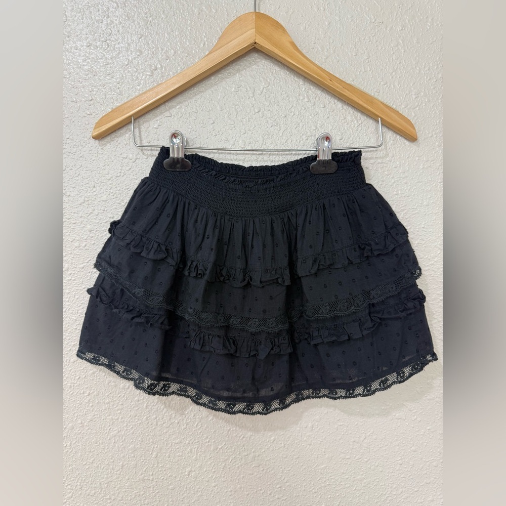 LoveShackFancy Girls Ruffle Heritage Billie Skirt in Black Size 10